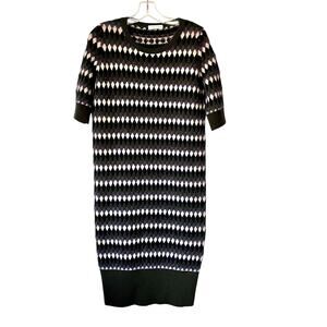 Roberto Collina green purple ecru wool jacquard sweater knit dress size Small